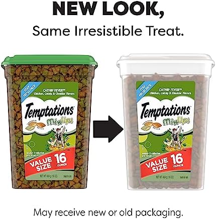TEMPTATIONS MIXUPS Crunchy and Soft Cat Treats Catnip Fever Flavor, 16 oz. Tub Pet Supplies - Image 2