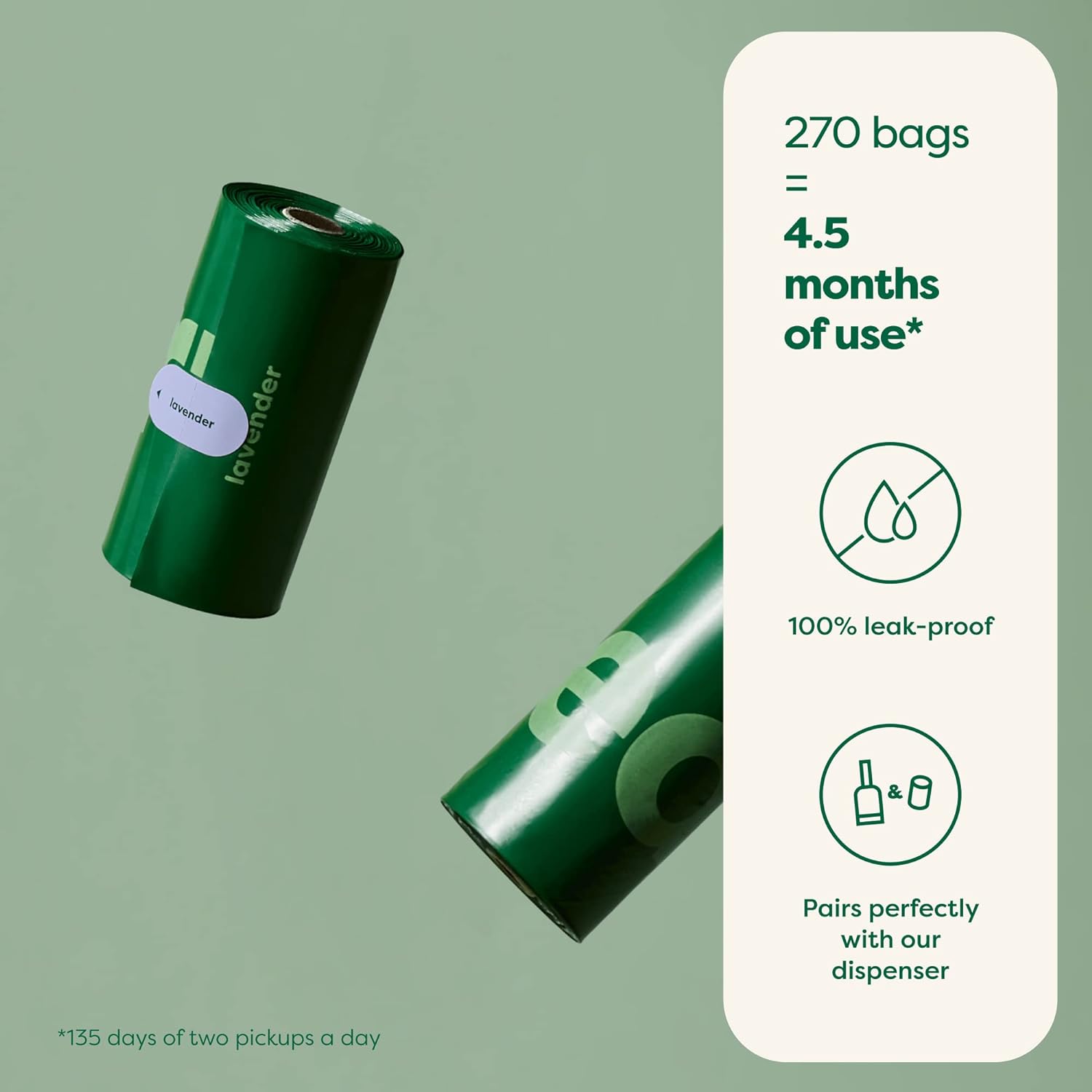 Earth Rated Dog Poop Bags - Leak-Proof and Extra-Thick Pet Waste Bags for Big and Small Dogs - Refill Rolls - Lavender Scented - 270 Count - Image 5