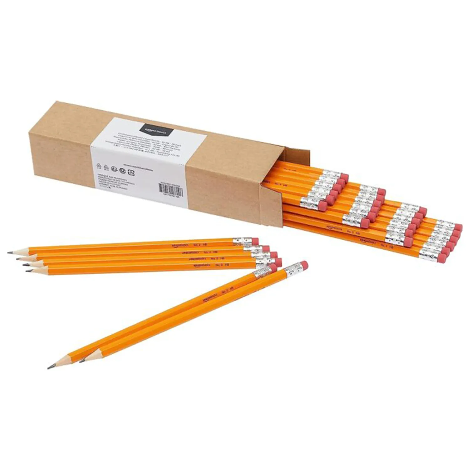 Basics Woodcased #2 Pencils, Pre-sharpened, HB Lead, 30 count, Orange