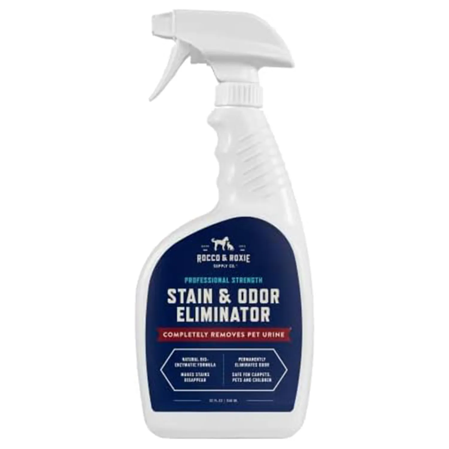 Rocco & Roxie Supply Co. Stain & Odor Eliminator for Strong Odor, 32oz Enzyme Pet Odor Eliminator for Home, Carpet Stain Remover for Cats & Dog Pee, Enzymatic Cat Urine Destroyer, Carpet Cleaner Spray Pet Supplies